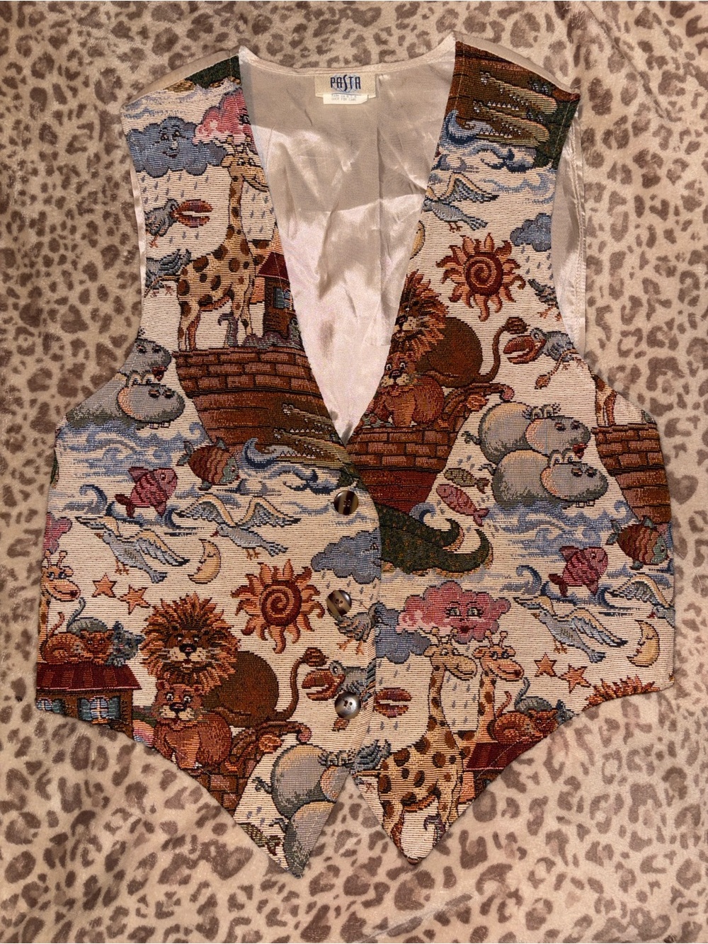 Vintage Pasta Noah's Ark Tapestry Vest